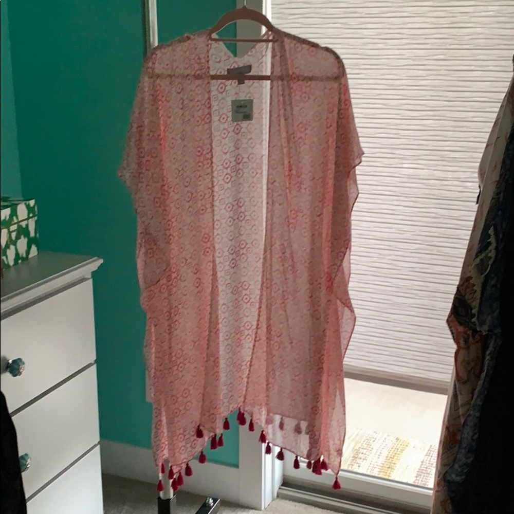 Swim cover up. Pink & white cute tassels.